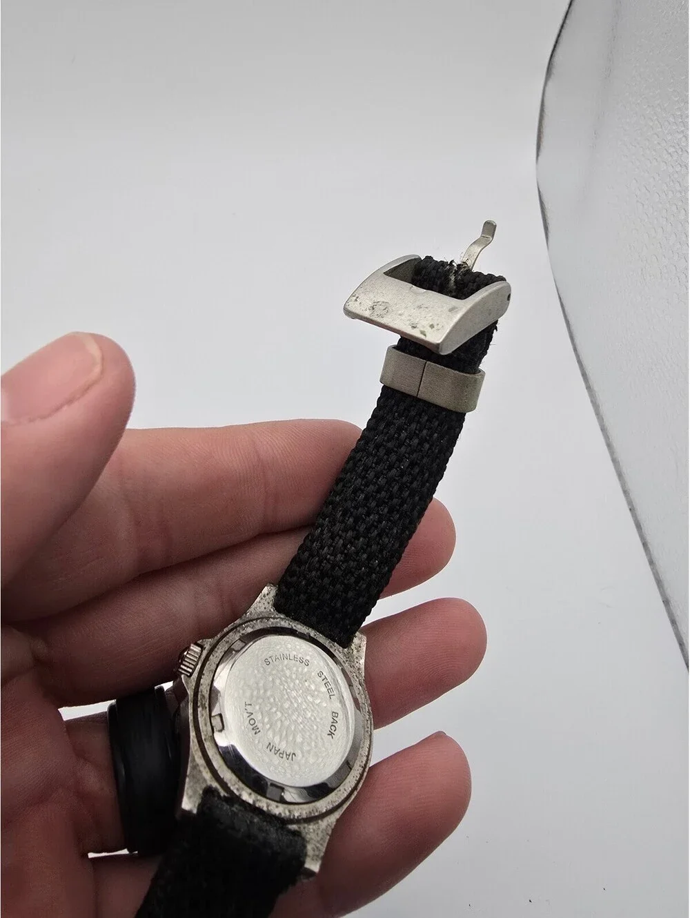 Polini Quartz Analog Watch Water-Resistant Date White Dial Black Fabric Strap